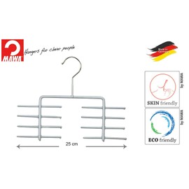 MAWA 1 Piece Tie Holder with Non-Slip Coating, Space Saving and Non-Slip Accessory Hangers, Space for a Total of 16 Ties, 25 cm, Silver
