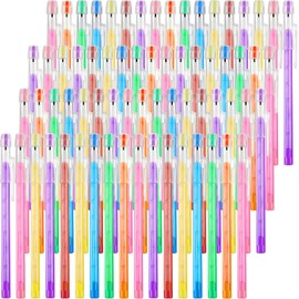 Crtiin Stackable Pencil for Kids, Multipoint Non Sharpening HB Translucent Stacking Pencils with Matching Erasers for Office Students Teachers, 7 Colors(100 Pack)