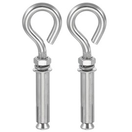 MECCANIXITY Concrete Wall Hook M8x105mm, 304 Stainless Steel Expansion Concrete Wall Anchors Shoulder Lag Eye Bolts Screws for Ceiling Concrete Wall Brick Masonry, Pack of 2