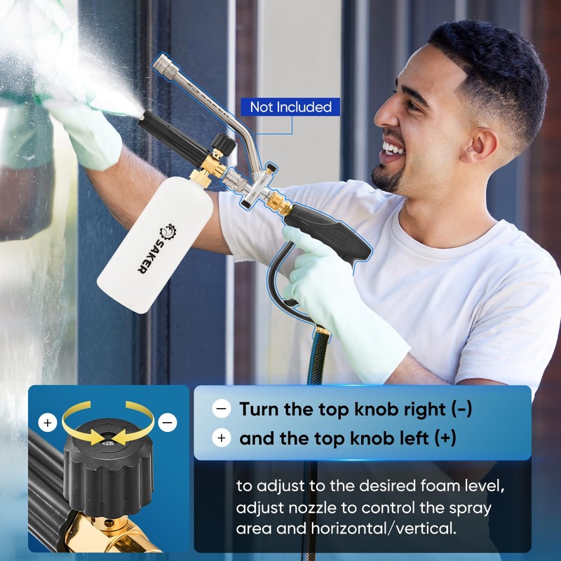 Saker Foam Cannon, 1/4 Inch Quick Connect, Power Washer Foam