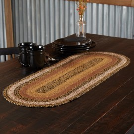 VHC Brands KETTLE GROVE JUTE RUNNER 13X36 Country Primitive Rustic Black Brown Creme