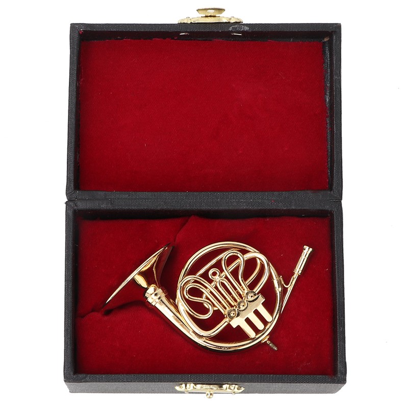 Miniature French Horn Delicated Golden Mini Instrument Ornament Decoration for