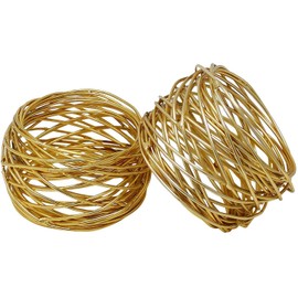 ARN CRAFTS Golden Round Mesh Napkin Rings- Set of 12 for Weddings Dinner Parties or Every Day Use …CW-6-12