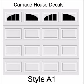 WrenGifts Carriage Craftsman House Faux Window Garage Door Vinyl Decals Fits 8x15 Style A1 - Three Singles, Gloss Black