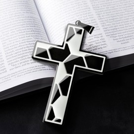 LYNNON Soccer Cross Necklace for Boys Men, Stainless Steel Cross Pendant Chain 21+2 Inches, Inspirational Bible Verse Quote Religious Christmas Football Gifts for Team Player Fans Coach