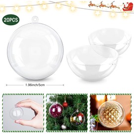 5cm 20pcs Christmas Baubles Clear Fillable Christmas Ball Xmas Decor