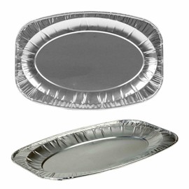 Aggloz | 20 Large Aluminum Foil Platter | 14" / 35cm x 24.5 X 2.5cm | 480 g | Catering & Buffet Trays | Party Platter Serving Trays | Oven & Freezer Safe | Recyclable (14 inches)