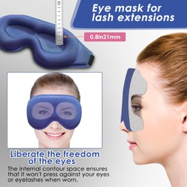 ABCDMM 3D Advanced Eye Mask for Sleeping,Sleep mask，Sleep Eye Mask for Men Women，lash Sleeping mask for lash Extensions,Sleep mask Blackout，Eye Masks for Sleep（Black+Blue）