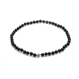 Schmuckwilly sea shell pearl necklace - sea shell pearl necklace chain dark black with magnet clasp 18 inch dmk0004-45 (8mm)