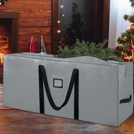 PickyanDco 9 ft Christmas Tree Storage Bag, Heavy Duty Extra Large Artificial Christmas Tree Bag with Reinforced Handles and Dual Zippers Wide Opening (Gray, 9 ft)