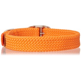 Mendota Pet Double Braid Collar - Satin Nickel - Dog Collar - Made in The USA - Orange, 1 in x 21 in Standard