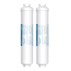 Vegebe Inline Water Filter for Ice Maker, Refrigerator, Under-Sink Reverse Osmosis Water System, Post Activated Carbon Water Filter Replacement Cartridge with 1/4-Inch Compression-Connect (Pack of 2)