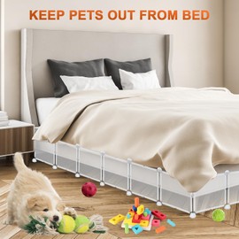 Under Bed Blocker for Pets 11.8" Height 330.7" Length in Total, Adjustable Bed Blockers to Keep Cats/Dogs Out from Under Beds Fit Queen, King Bed 3 Sides, Easy to Use, Transparent