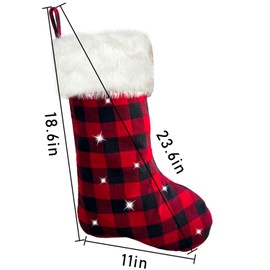 Mauts 23 "Black and White Christmas Stocking, Classic Square Pattern, Used for Gift Box Mantel Decorative Party Christmas (Black and Red)