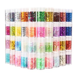 Face Glitter Make-Up 200 g, Chunky Ecological Holographic Glitter for Eyes, Body Hair & Nails, 3 mm Mixed Sequin Cosmetic Laser Powder Mermaid Accessories, 40 Set of 40