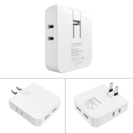 Swing Mini Tap, Easy to Use in Narrow Places, 2P / 4 Outlets, White USB Outlet Tap, 4 Ports, Thin, USB Power Tap, 2 AC Outlets, USB Included, Total 2.4 A Output, 1400 W, PSE Certified, Dust Prevention