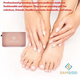 SAMSIDD Manicure Set, Pedicure Kit, Nail Clippers, Professional Grooming Kit, Nail Tools 32 in 1 with Luxurious Travel Case for Men and Women 2024 Upgraded Version (Pink)