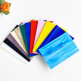 ILLUCKAI 12 Sheets COE 96 Fused Glass Supplies Mixed Colors, 4 x 6 inch Fusible Stained Glass Sheets, Glass Fusing Supplies for Fused Glass Crafts Stained Glass Projects and Mosaic Making