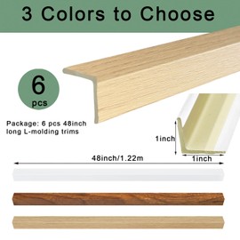 6Pcs 48" Wall Corner Protector,Peel and Stick Wall Corner Protector Guard Protection,Wood Grain Corner Trim for Door,Window Frames,Wooden Wall Edges (6Pcs-Oak)