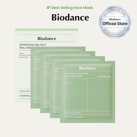 \[Biodance] Korean OG Refreshing Sea Kelp Real Deep Mask 34g x 4, Overnight Hydrogel Facial Mask for Soothing, Hydrating, Nourishing & Skin Repair