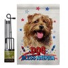 Breeze Decor Patriotic Norfolk Terrier Garden Flag Set with Stand