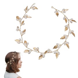 FAIRYGATE Hairbands Pearl Flower Girl Headpiece, Princess Headpiece Pearl Bridal Headband Flower Crown Wedding Hair Accessories for Kids Girls Women 5027