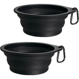 2Pcs Travel Dog Water Bowl Collapsible folding dog bowl Foldable washing up bowl Portable Pet Feeding Watering Dish Collapsible Dog Bowl with Bottle Carrier feeding & watering supplies for dogs(Black)