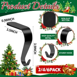 Palonu Christmas Stocking Holders Mantel Stcoking Hangers Metal Hanging Hooks Ornament Hooks Fireplace Hanger Grip for Christmas Decorations (4, Bronze)