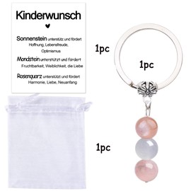 MKISHINE Key Ring Crystal Desire for Children Gift Motivational Postcard Gemstones Gemstone Happiness Fertility Moonstone Aquamarine Rose Quartz, Desire for children