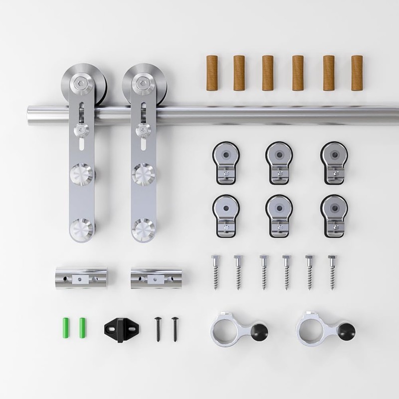TOIMIOTOIM 6.6FT Stainless Steel Sliding Barn Door Hardware Kit, Slide