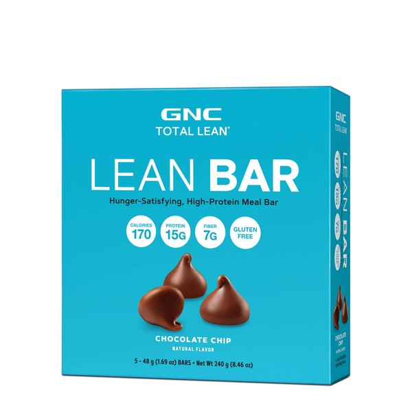 GNC Total Lean Lean Bar - Chocolate Chip, 5 Bars, Supports a Healthy Metabolism