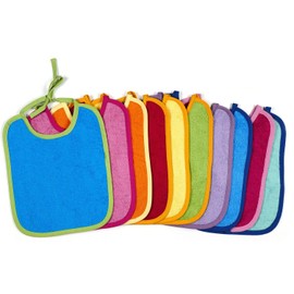 KiGATEX 10 x 100% Cotton Baby Bibs - Adjustable Bibs - Extremely Absorbent Terry Cloth Bib for Tying - Oeko-Tex Certified - 30 x 40 cm, multicoloured