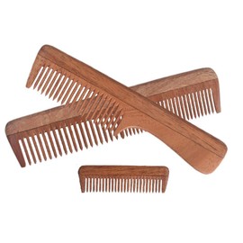 Village Handwork Handcrafted Neem Wooden Comb for Women and Men and Kid | Eco-Friendly Great for Scalp and Hair Health Non Static Organic Comb | Pack of 3 combs | wide wooden pick comb for detangle curls of wet and dry hairs