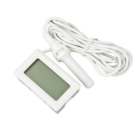 ARCELI 2-in-1 Digital LCD Embedded Thermometer Hygrometer with External for Reptile Incubator Aquarium Poultry - White