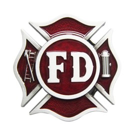 Urban Backwoods Fire Department VIII Belt Buckle for Interchangeable Belt Buckle, red, m