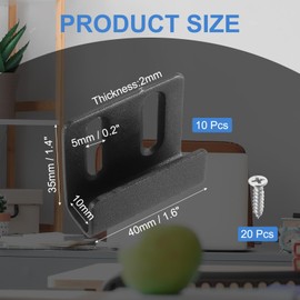 sourcing map 10 Pcs Stainless Steel Tile Hanger, Adjustable Tile Display Wall Hanger Mounting Bracket Wall Mounted Hook Fastener Bracket for Mirrors Picture Frames, Black (Inner Width 10mm)