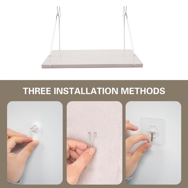 2 Set Fabric Wall Cubicle Shelf with Hooks, Wall Mounted