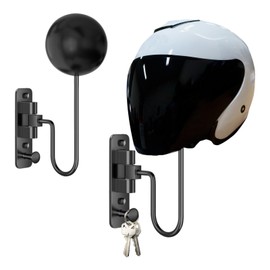 Mecmbj Helmet Mount Wall, Motorcycle Helmet Holder, 180° Rotatable Motorcycle Helmet Holder Helmet Stand with Hook, No Punching Baseball Helmet Holder, Helmet Wall Mount for Helmets, Hats, Wigs,