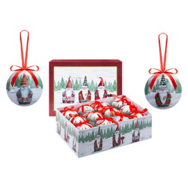 VFM e-Store - Christmas Bauble Decoration Hanging Tree Stocking Filler Xmas Present Celebration Festive Winter Ornaments - 12 piece 7.5cm Bauble Set Santa Gonk