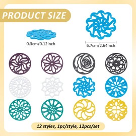 NBEADS Pack of 12 Soap Making Stencils, 12 Styles, Handmade Soap Moulds, Acrylic Soap Swirl Tool for Creative Soap Making Tools, Soap Stamping Tools, 6.7 x 0.3 cm