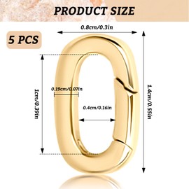 Pack of 5 Jewellery Clasps - Spring Ring Necklace Shortener, Bracelet Extension Clips for Chains, Jewellery Clasps, Jewellery Making, Gold