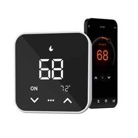 Smart Thermostat for House, WiFi Programmable Thermostat, Compatible with Alexa and Google Assistant, Remote Control Tuya/Smart Life, 𝗖-𝗪𝗶𝗿𝗲 𝗥𝗲𝗾𝘂𝗶𝗿𝗲𝗱 (Black)