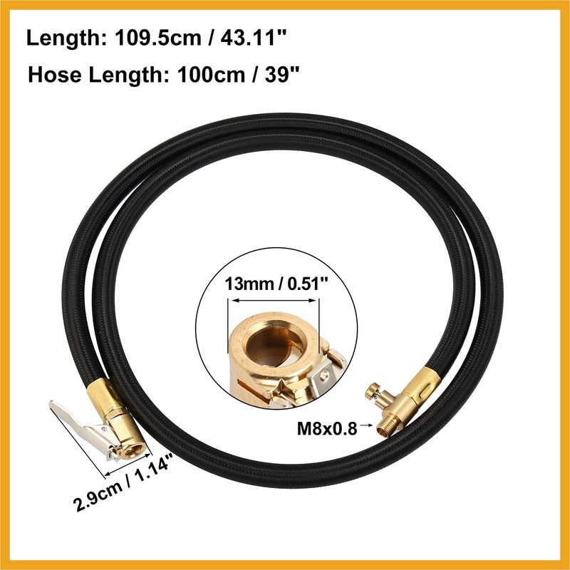 Partuto 100cm 39" Car Tire Valve Pipe Air Chuck Inflator