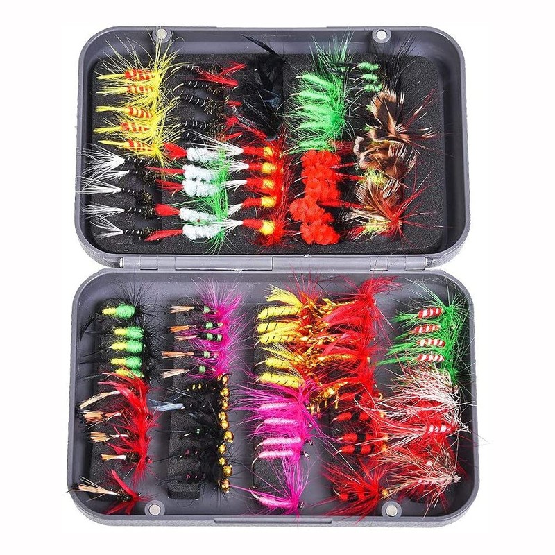 ANCLLO 100Pcs Fly Fishing Kit - Dry and Wet Flies