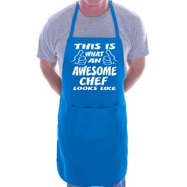 Print4U Awesome Chef Funny Fathers Day BBQ Cooking Novelty Apron Blue