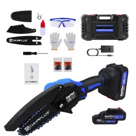 Cordless Chainsaw Mini Chainsaw with 2x 1500mAh Batteries and Charger, 4 Inch Handheld Chainsaw Cordless with 2 Chains, Portable Chainsaw For Home and Garden