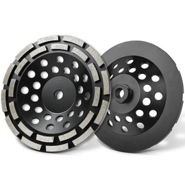 Konvixon 7 Inch Diamond Concrete Grinding Wheel, 28 Double Row Segments Diamond Cup Wheel, 40/50 Grit, 5/8"-11 Snap+Threaded Arbor, Forged Matrix Sintering, for Granite Marble Masonry Stone Brick