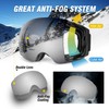 Odoland Magnetic Interchangeable Ski Goggles with 2 Lens, Large Spherical