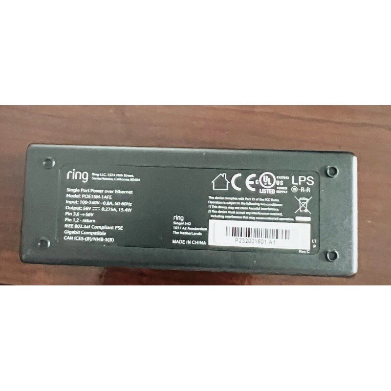 Ring Single Port POE Adapter POE15M-1AFE 56V 0.275A 15.4W 802.3af