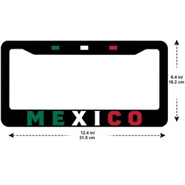 2 Pack for Mexico License Plate Frame - Mexican Flag Colors Metal License Plate Frame, Stainless Steel Auto Plate Frames